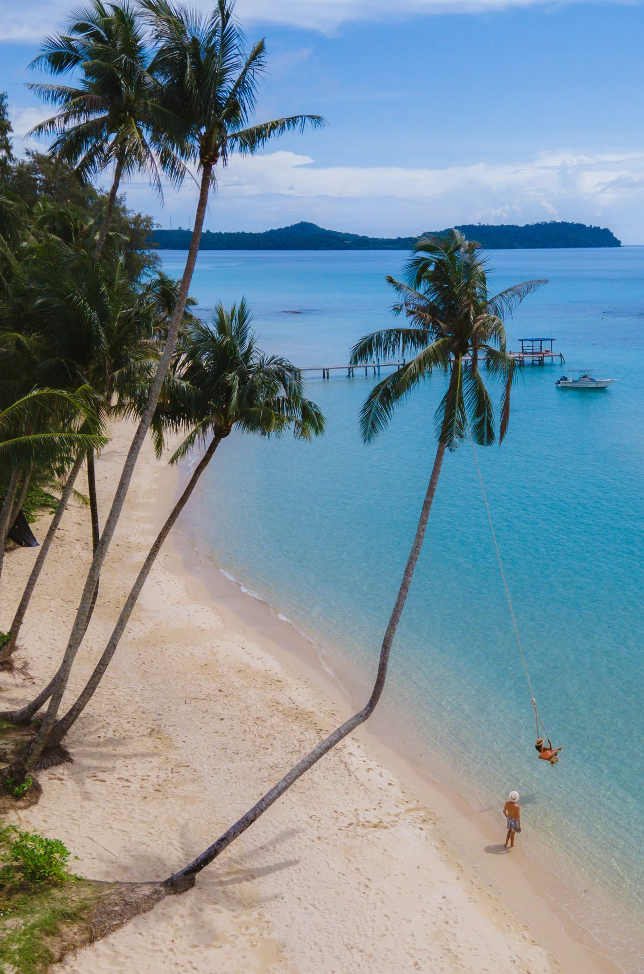 Palmy wzdłuż plaży na zachodnim wybrzeżu Koh Samui